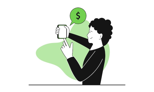 An illustration of a person confidently speaking on the phone, with a graphic overlay showing a decrease in interest rates. The image signifies successful negotiation and financial savings.