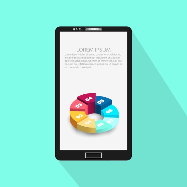 A smartphone displaying a financial app showing different spending categories with a pie chart to represent proportions.