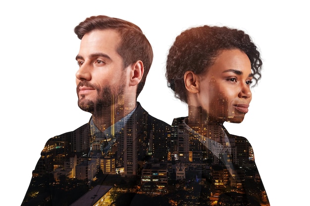 A split screen showing faces of diverse people. On one side, a distorted, biased AI interpretation of those faces. On the other, a fair and accurate AI representation, highlighting the difference between biased and ethical AI.