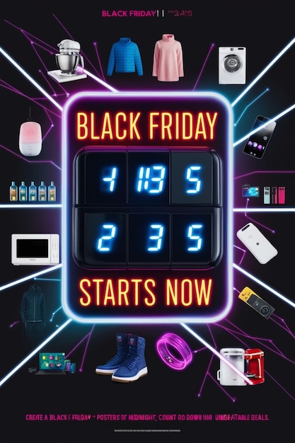 A digital clock showing different times, each labeled with the best time to shop for specific clearance items, like clothing, electronics, and home goods.