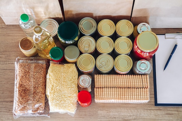 A well-organized pantry stocked with bulk items like canned goods, rice, pasta, and cleaning supplies. Clear labeling and organized shelving make it easy to find and track items.