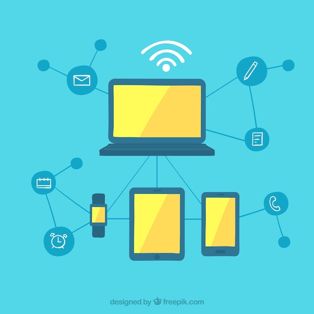 A stylized illustration depicting a network of devices (smartphones, tablets, laptops) connected to a central server, with a shield icon overlaid on the server, representing the enhanced data security and restricted data sharing practices promoted by the Federal Digital Privacy Act.