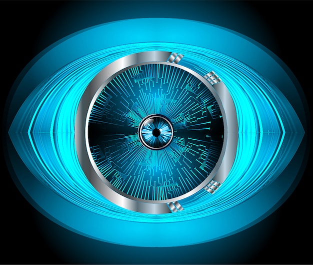 A close-up of a human eye with a blue light reflection on the cornea, symbolizing the direct impact of blue light on vision and the body's internal clock.