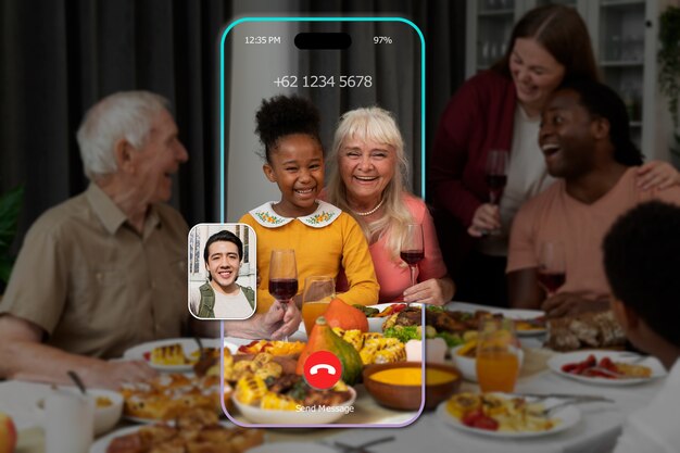 A family enjoying dinner together at a table, with all their phones placed face down in the center, illustrating the importance of setting boundaries for digital use during family time.